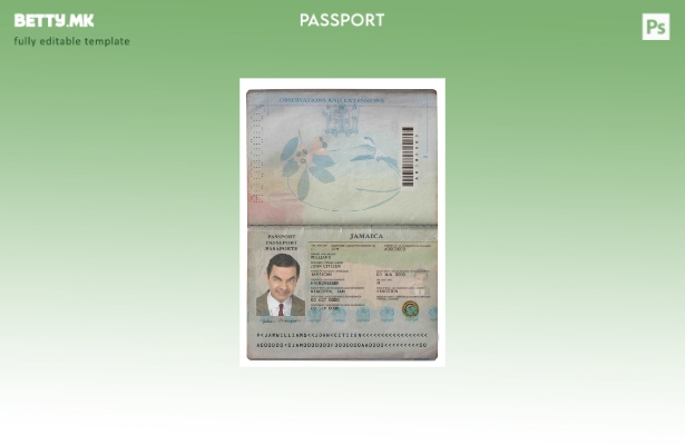 Шаблон за пасош на Јамајка во модерен стил